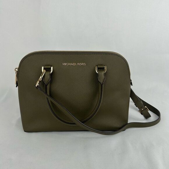 NWOT Michael Kors Olive Green Top Handle Hard Shell Leather Hand Bag - Picture 1 of 7